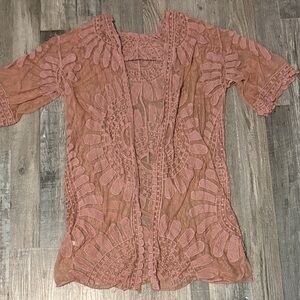Boho Pink Lace Cardigan